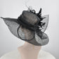 Black Kentucky Derby Hat: Feather Flower Sinamay Church Hat