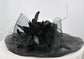 Black Kentucky Derby Hat: Feather Flower Sinamay Church Hat
