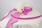 White & Hot Pink Wide Brim Sinamay hat For Easter Day; Kentucky Derby Party;Ascort Royal Party, Tea Garden wedding Party,Mother of the Bride