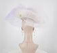 Sinamay Disc Fascinator Hat: White with Silk Flowers & Tulle Bows