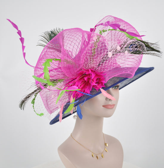 DerbySinamay Hat: Wide Brim Tea Party Wedding Hat