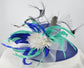Blue Sinamay Kentucky Derby Hat: Feather Flowers, Wide Brim Royal Ascot