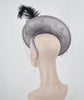 Gray Sinamay Fascinator Hat: Feather & Net Derby Race Headband