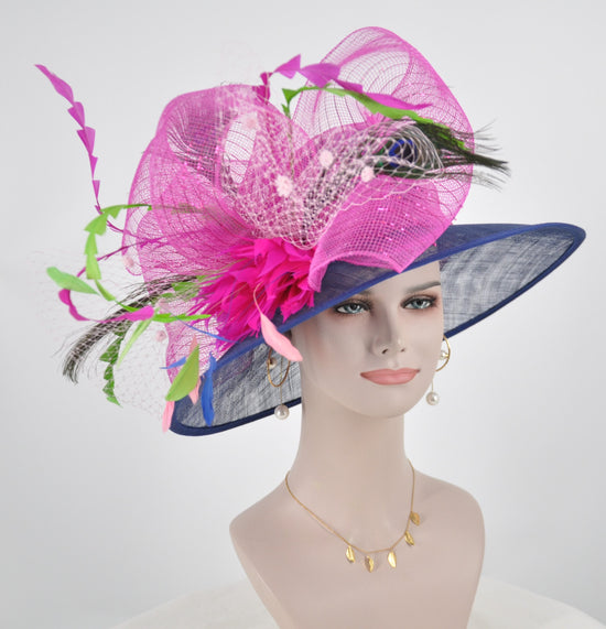 Kentucky Derby Sinamay Hat: Wide Brim Tea Party Wedding Hat