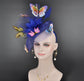 Royal Blue Kentucky Derby Fascinator: Feather, Butterfly, Floral Headband