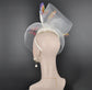Kentucky Derby Wedding Feather w Butterflies  Floral Organza w Sinamay Headband Fascinator Hat Cocktail White