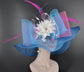 Blue Sinamay Kentucky Derby Hat: Pink Feather Flower Tea Party Hat