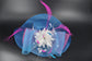 Blue Sinamay Derby Hat: Pink Feather Flower Tea Party Hat