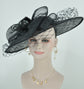 Sinamay Disc Fascinator Hat with  Jumbo Bows and netting Black