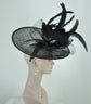Black  Sinamay Disc Fascinator Hat with  Jumbo   Feather Flowers