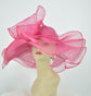 Hot Pink Sinamay Derby Hat: Wide Brim Bow Tea Party Hat
