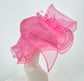 Hot Pink Sinamay Derby Hat: Wide Brim Bow Tea Party Hat