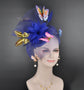 Royal Blue Kentucky Derby Fascinator: Feather, Butterfly, Floral Headband