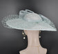 Sinamay Disc Fascinator Hat with  Jumbo Bows and netting Powder Blue