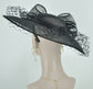 Sinamay Disc Fascinator Hat with  Jumbo Bows and netting Black