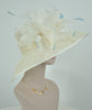 Ivory Kentucky Derby Hat: Feather Flower Tea Party Wedding