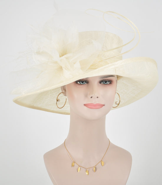 Kentucky Derby Hat: Jumbo Feather Flower Ostrich Quill Sinamay Church Hat