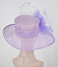 Lavender Derby Hat: Sinamay Feather Flower Ascot Hat