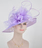 Lavender Derby Hat: Sinamay Feather Flower Ascot Hat