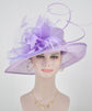 Lavender Derby Hat: Sinamay Feather Flower Ascot Hat