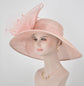 Dusty Pink Feather Flower Derby Hat: Jumbo Bow Tea Party Hat