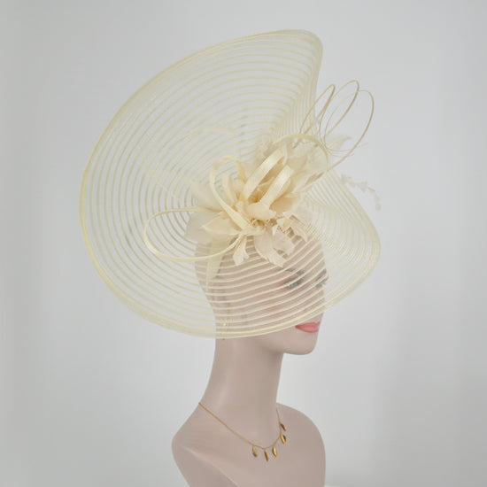 Off White Feather Fascinator Hat: Royal Ascot, Kentucky Derby