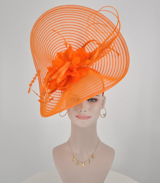 Orange Royal Ascot Fascinator Hat: DerbyWedding Tea Party