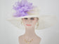 Sinamay Kentucky Derby Hat: White Church Tea Party Hat with Blue Feathers