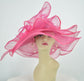 Hot Pink Sinamay Derby Hat: Wide Brim Bow Tea Party Hat