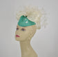 Turquoise Sinamay Kentucky Derby Fascinator: Ivory Flowers, Silk Bow