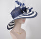 Navy Blue Kentucky Derby Hat: Wide Brim Sinamay Straw Hat