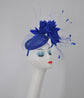 Royal Blue Sinamay Fascinator Hat: Silk Flower & Feather Kentucky Derby Headband