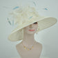 Ivory Kentucky Derby Hat: Feather Flower Tea Party Wedding