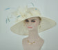 Ivory Kentucky Derby Hat: Feather Flower Tea Party Wedding
