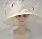 Wide Brim Sinamay Derby Hat: Ivory, Dusty Pink Flower, Royal Ascot