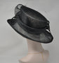 Wide Brim Kentucky Derby Floppy Sinamay Hat With Flowers  Millinery Church  Hat Black