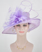 Lavender Derby Hat: Sinamay Feather Flower Ascot Hat