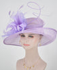 Lavender Derby Hat: Sinamay Feather Flower Ascot Hat