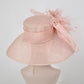 Dusty Pink Feather Flower Derby Hat: Jumbo Bow Tea Party Hat