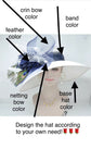 Black Sinamay Derby Hat: Wide Brim, Royal Blue Flowers