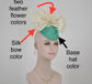 Kentucky Derby Hat: Teardrop Sinamay Fascinator with Silk Bow & Feather Flowers
