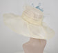 Ivory Sinamay Kentucky Derby Hat: Powder Blue Feather Flower