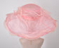 Pink Organza Derby Hat: Wide Brim Wedding Tea Party Hat