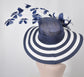 Navy Blue Derby Hat: Wide Brim Sinamay Straw Hat