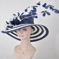 Navy Blue Kentucky Derby Hat: Wide Brim Sinamay Straw Hat