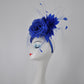 Royal Blue Sinamay Fascinator Hat: Silk Flower & Feather Kentucky Derby Headband