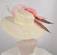 Wide Brim Ivory Derby Hat: Coral Silk Flower, Royal Ascot