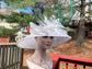 Wide Brim Kentucky Derby Hat, Ascot Hat for Wedding & Tea Party, Garden Party Hat, Mother of the Bride, Church Off White Peacock Feathers