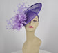 Lavender Sinamay Disc Fascinator Hat with  Jumbo Goose Feather Flowers  15 colors available