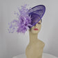 Lavender Sinamay Disc Fascinator Hat with  Jumbo Goose Feather Flowers  15 colors available